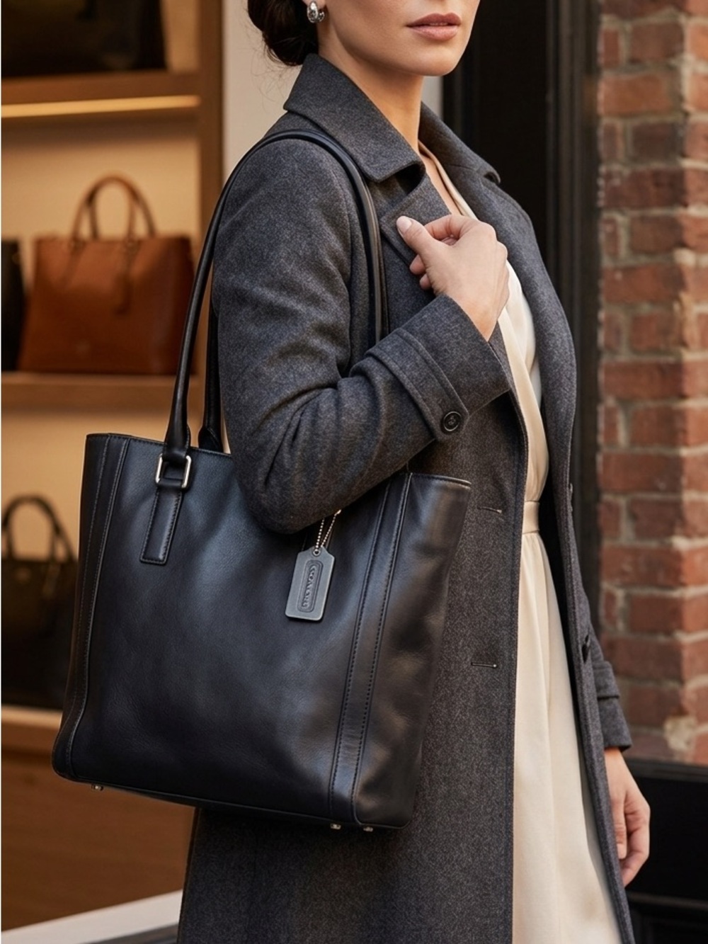 Coach Vintage Black Leather Bonnie Cashin Bucket bag with Hang Tag